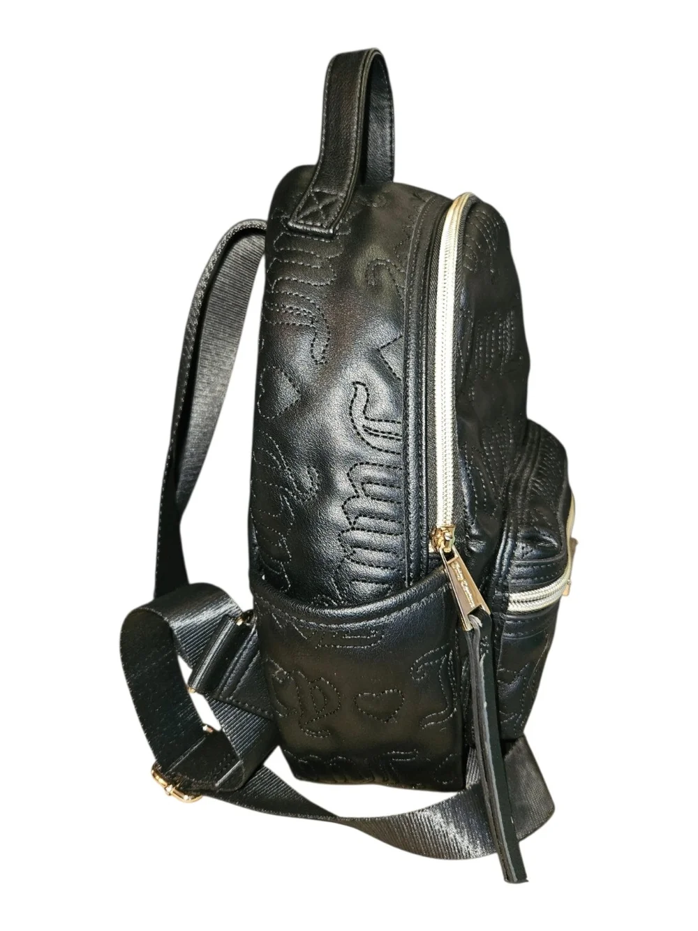 Juicy Couture Gothic Status Our Zips Say It All Black Mini Backpack Y2K